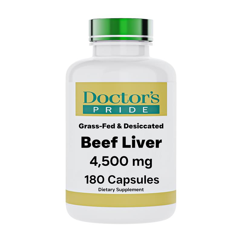 Beef Liver Capsules  4,500 mg: Grass-Fed & Desiccated - 180 Capsules